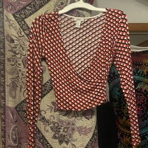 Low neck line multi colored crop top